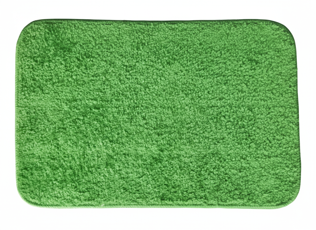 Green rectangular bath mat on a white background
