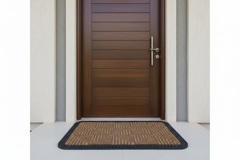 OnlyMat Durable Brown Geometric Polypropylene Mat