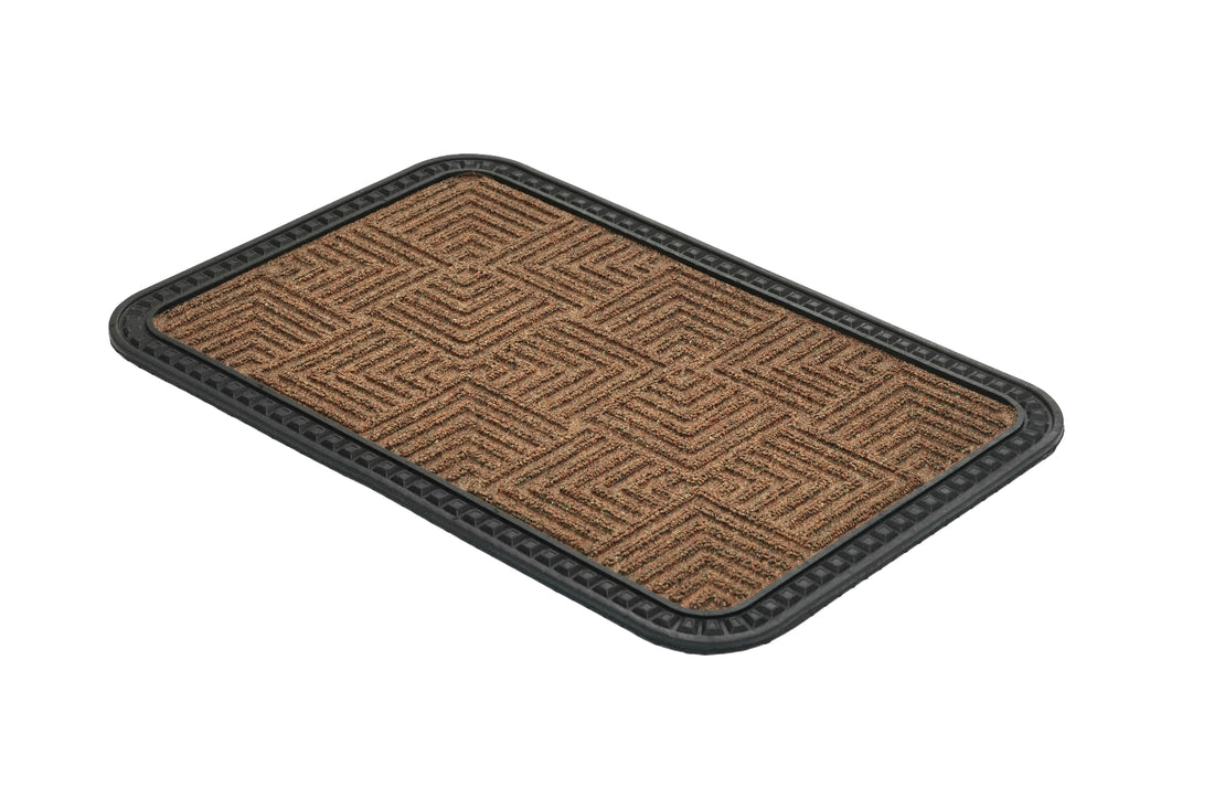 
                      
                        Brown doormat with a geometric pattern on a white background
                      
                    