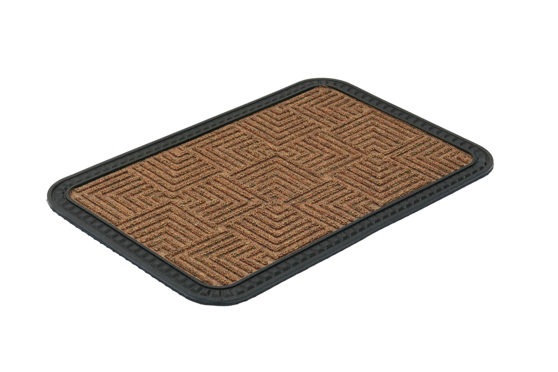 
                      
                        Brown doormat with a geometric pattern on a white background
                      
                    