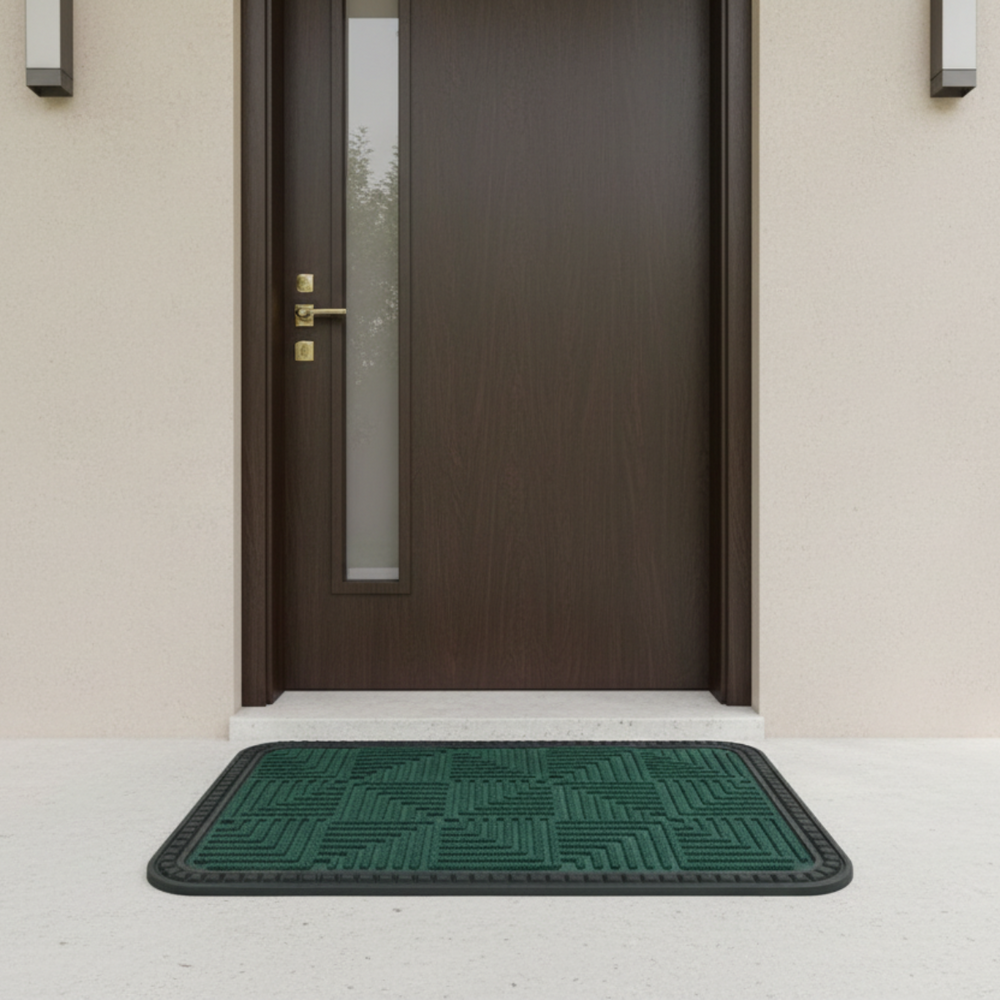 OnlyMat Durable Green Geometric Pattern Entrance Doormat