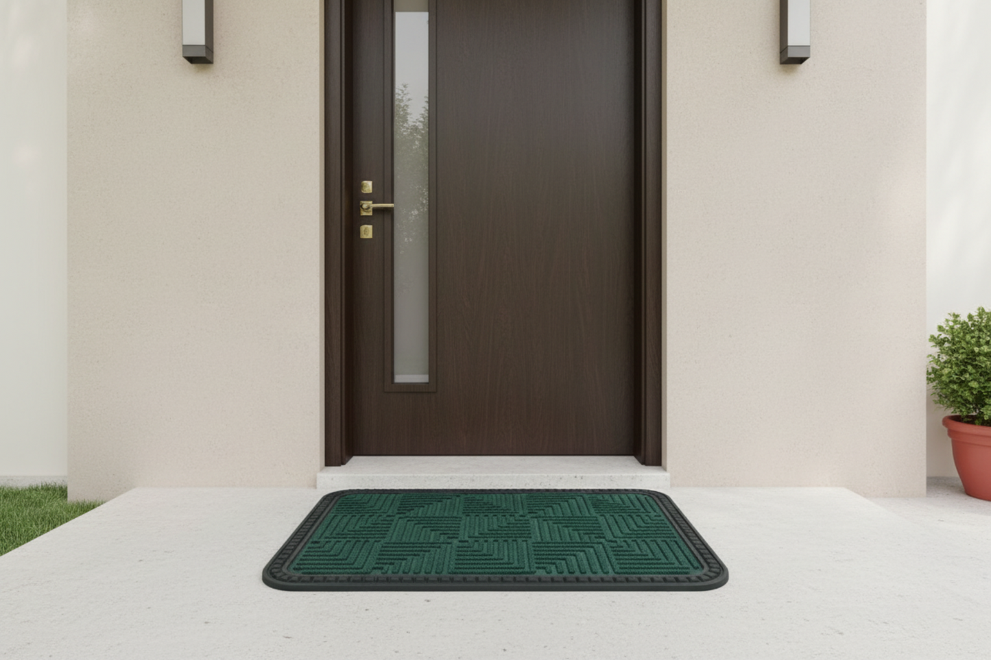 OnlyMat Durable Green Geometric Pattern Entrance Doormat