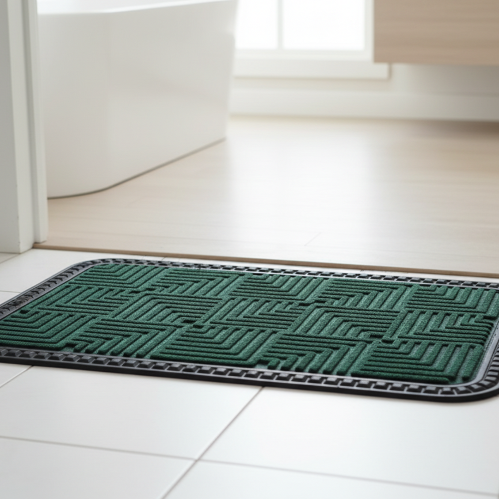 OnlyMat Durable Green Geometric Pattern Entrance Doormat