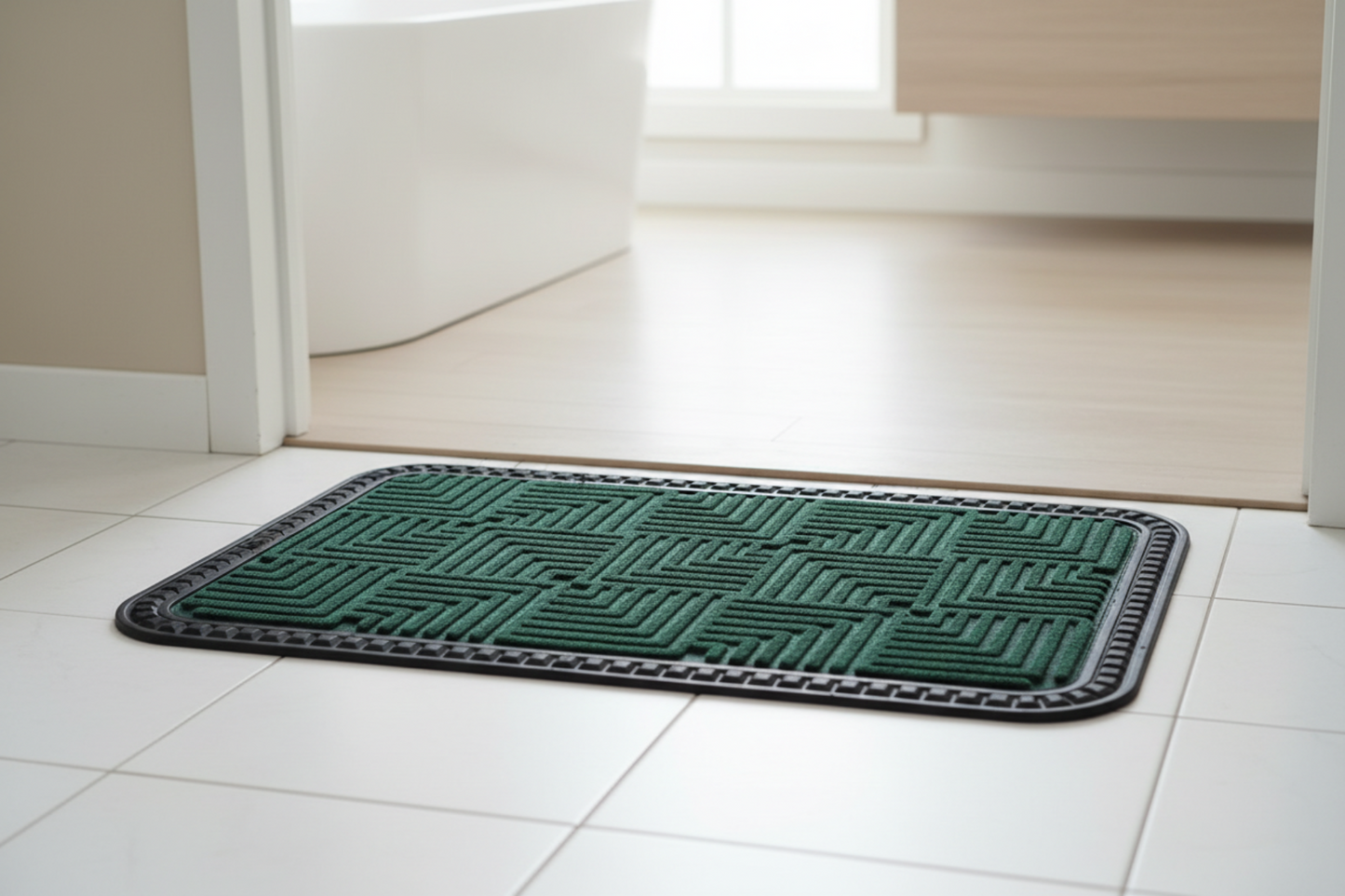 OnlyMat Durable Green Geometric Pattern Entrance Doormat