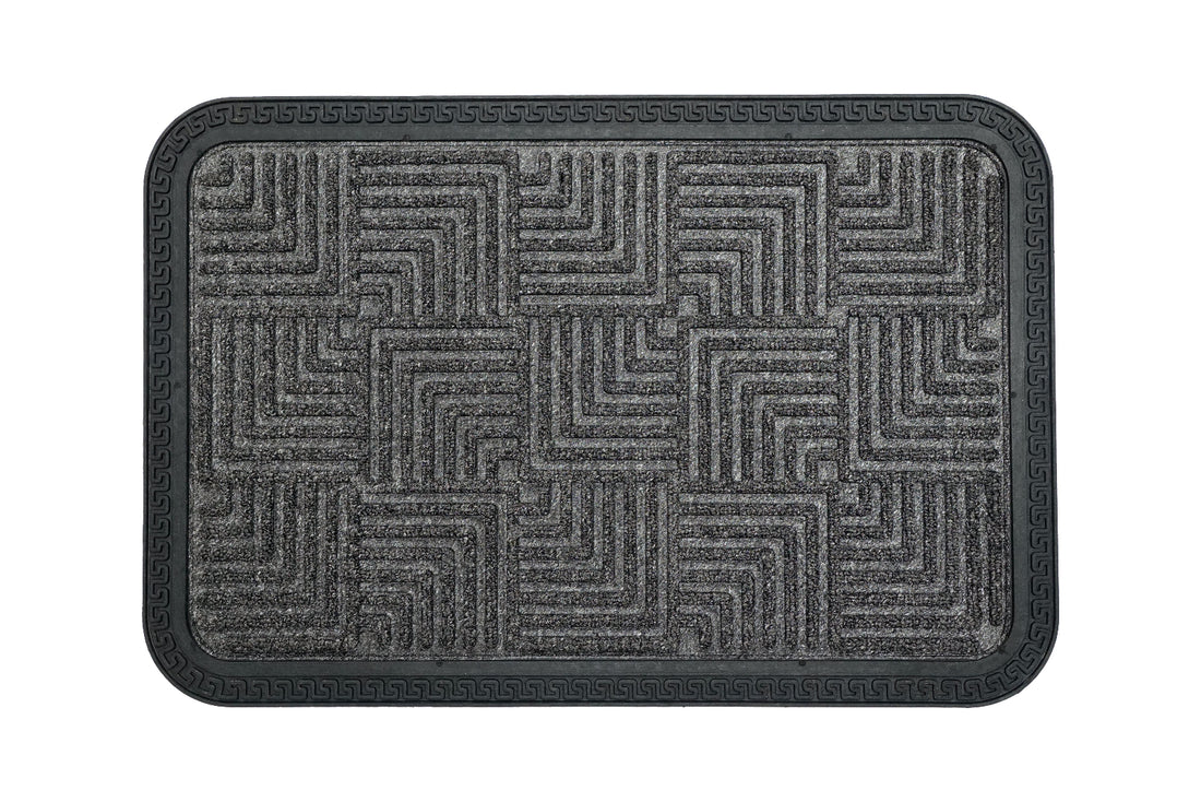 
                      
                        Gray doormat with a geometric pattern on a white background
                      
                    