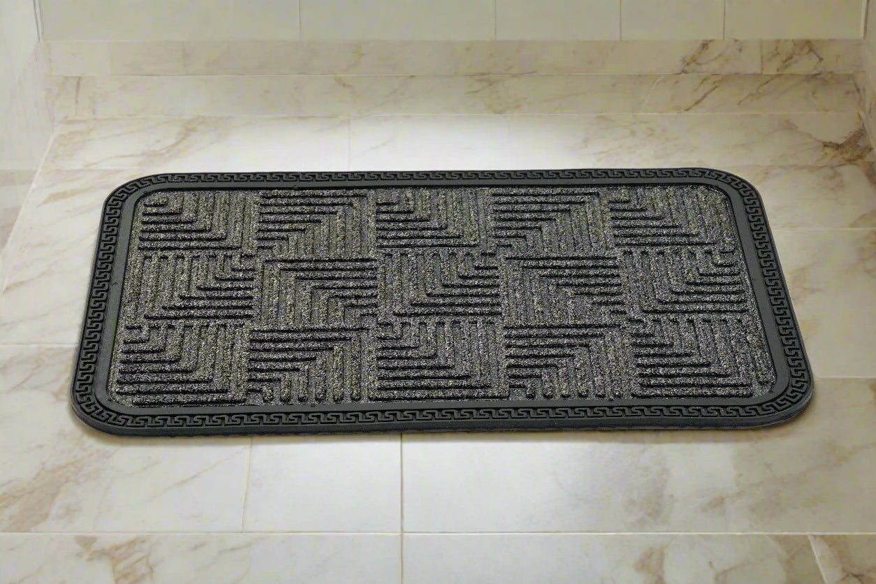 OnlyMat Dark Gery Quick Dry Anti Slip and Anti Fade Dark Gery Color Bath Mat Step Design