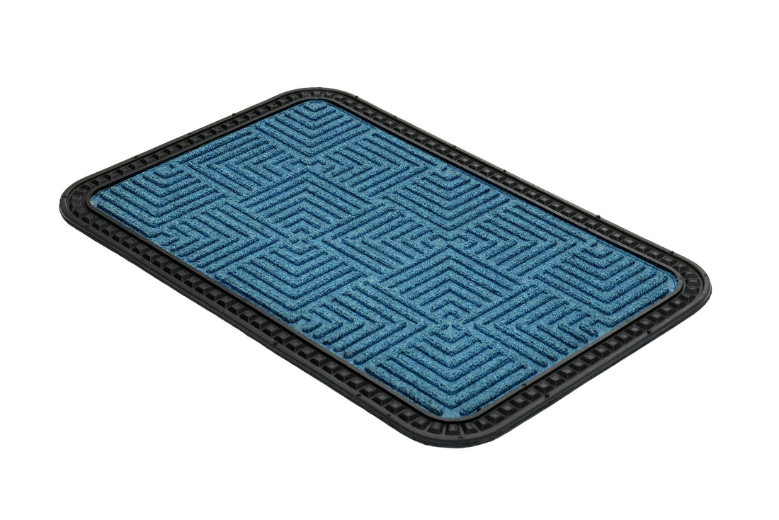 
                      
                        Blue doormat with a textured pattern on a white background
                      
                    