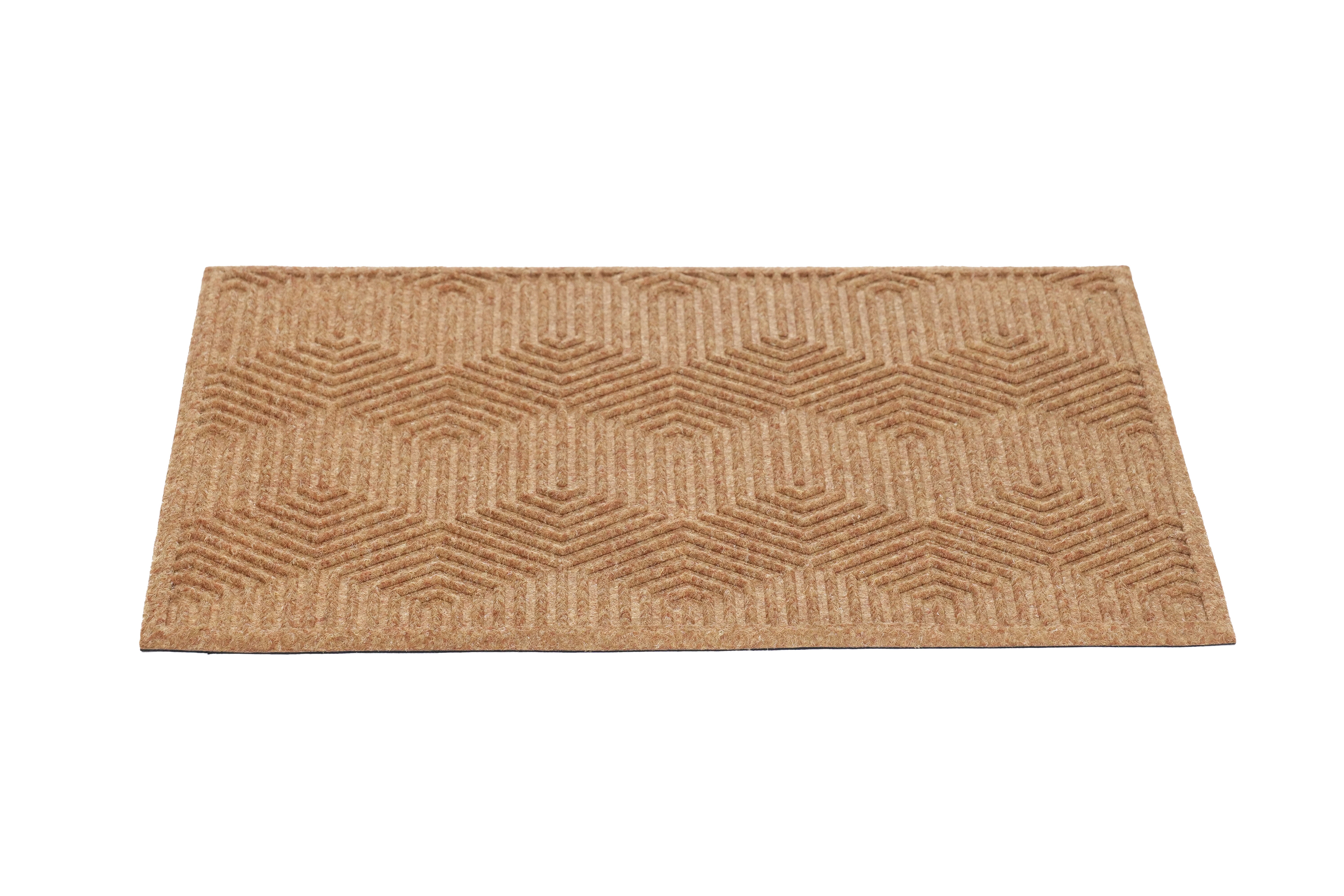 Rectangular door mat with a zigzag pattern on white background