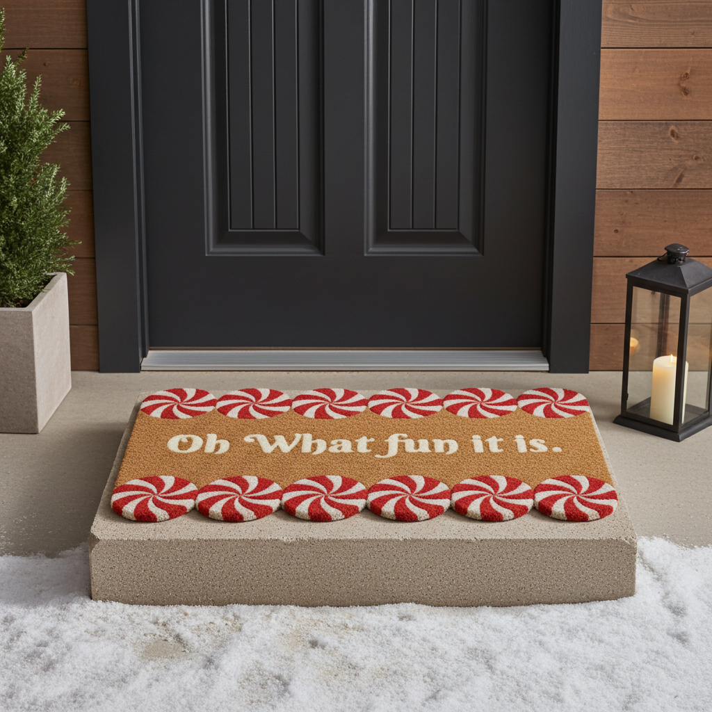 
                      
                        Oh What Fun — Peppermint Candy Coir Doormat
                      
                    