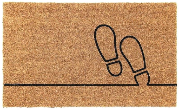 OnlyMat Funny Minimalist Footprint Coir Doormat with Anti-Slip Backing