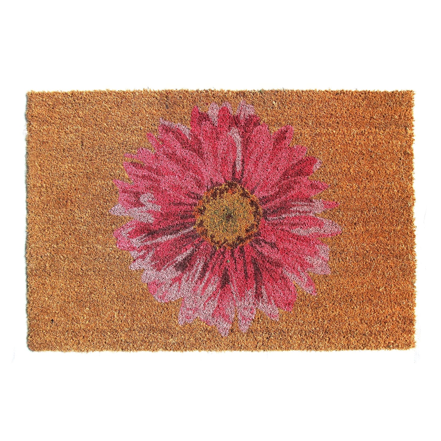 OnlyMat Pink Bloom Natural Coir Doormat with Anti-Slip Backing