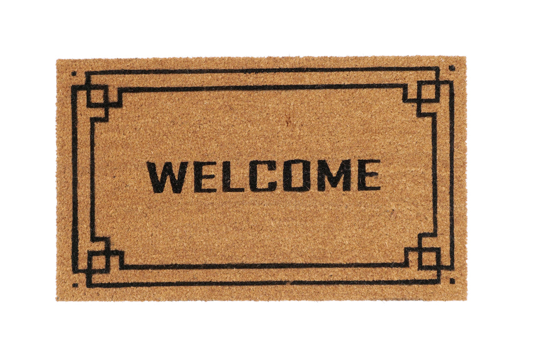 
                      
                        Doormat with 'WELCOME' text on a white background
                      
                    