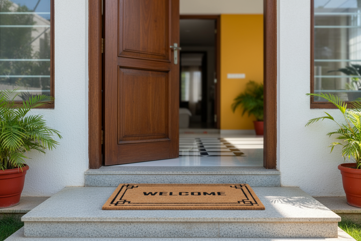 OnlyMat Contemporary "Welcome" Coir Doormat with Anti-Slip Backing