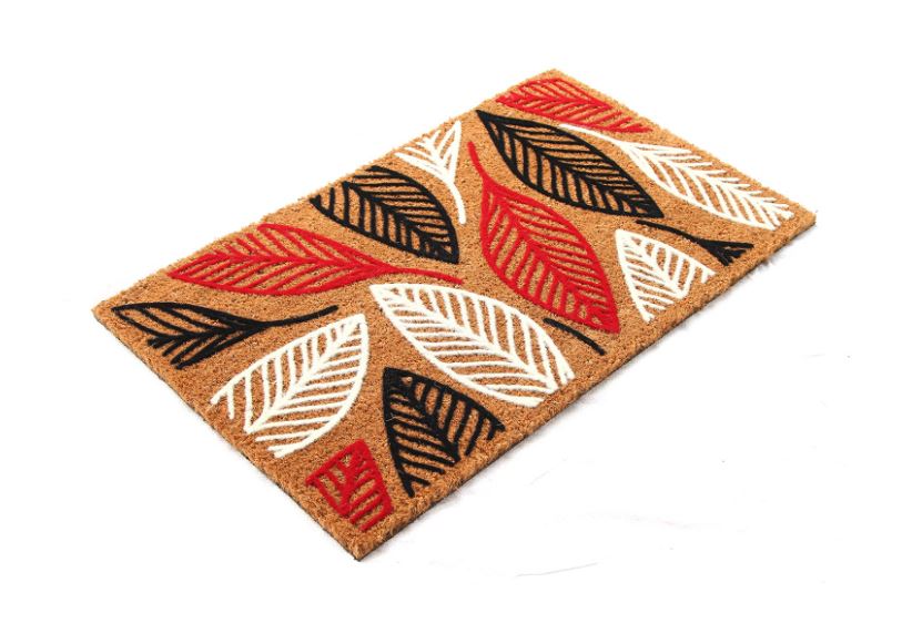 OnlyMat Leaf Flocked Coir Doormat with Anti-Slip Backing