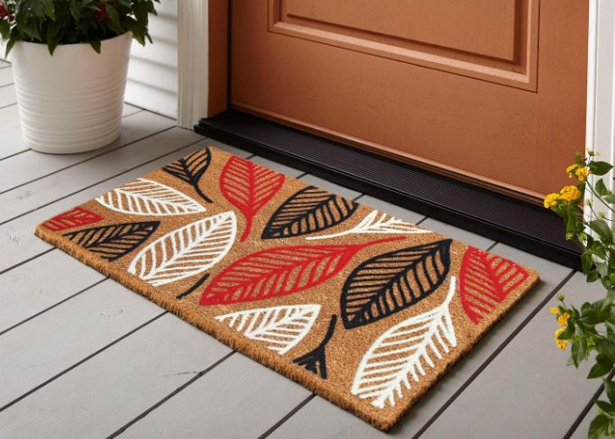 ओनलीमैट स्विस फ्लॉक्ड सर्किल पैटर्न कॉयर डोरमैट - एज़ो-फ्री प्रिंट, फीका-प्रूफ और रब-रेज़िस्टेंस सुविधाओं के साथ