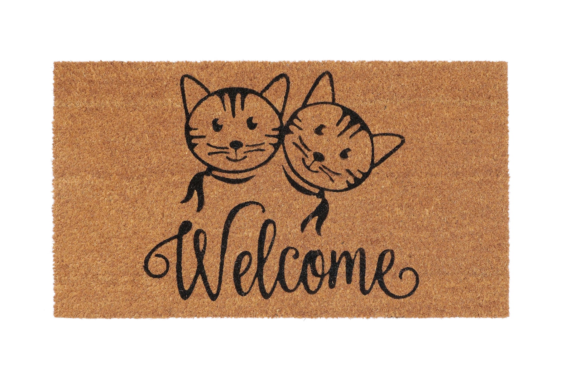 OnlyMat Cute Cats and Welcome Printed Natural Coir Entrance Doormat