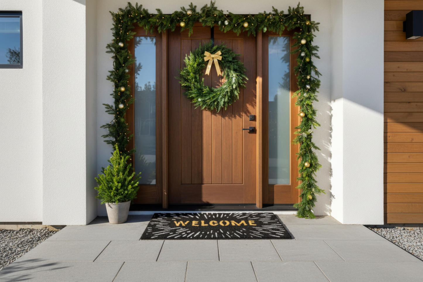 ओनलीमैट एलिगेंट "वेलकम" फेस्टिवल फायरवर्क्स ग्लिटर स्टाररी स्काई नेचुरल कॉयर ब्लैक डोर मैट