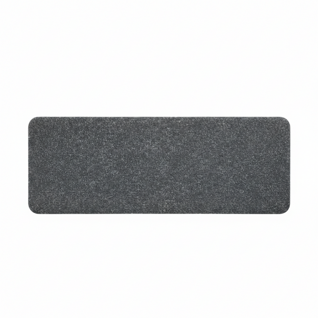 Rectangular gray mat with textured surface on a white background