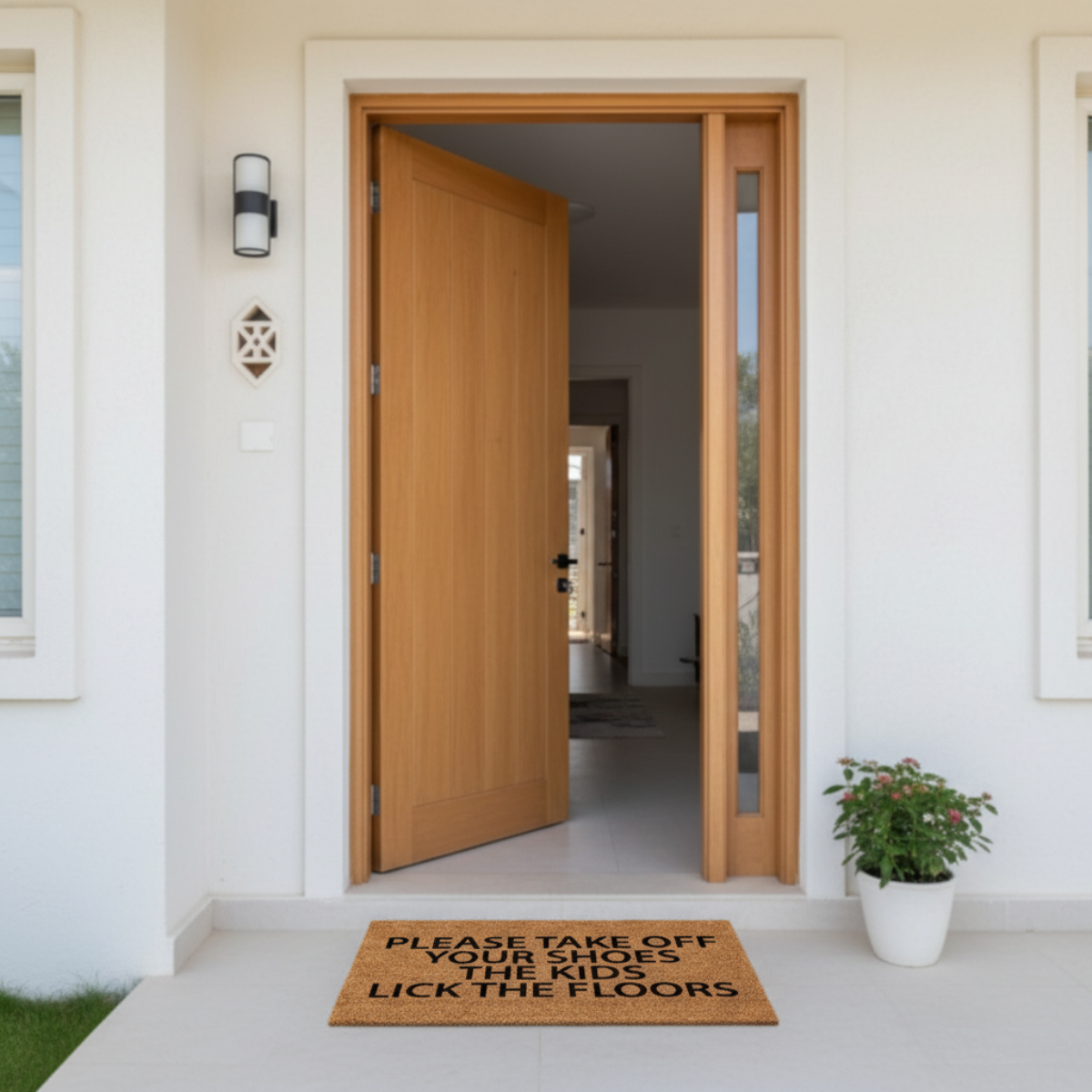 बच्चों के मुद्रित प्राकृतिक कॉयर फनी डोर मैट से सावधान रहें