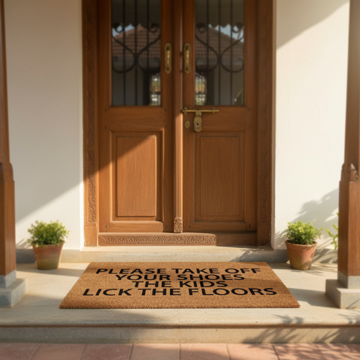 बच्चों के मुद्रित प्राकृतिक कॉयर फनी डोर मैट से सावधान रहें