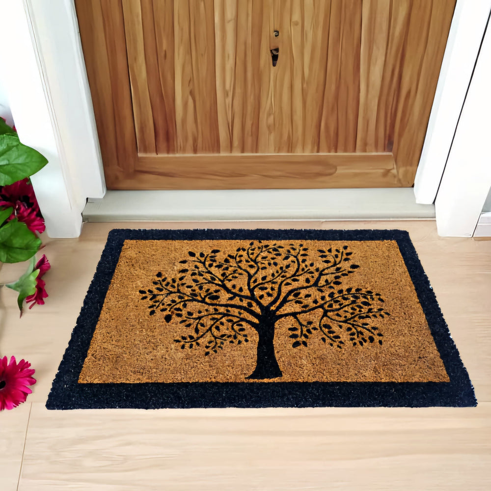OnlyMat Tree Printed Natural Coir Doormat - 45cm x 75cm