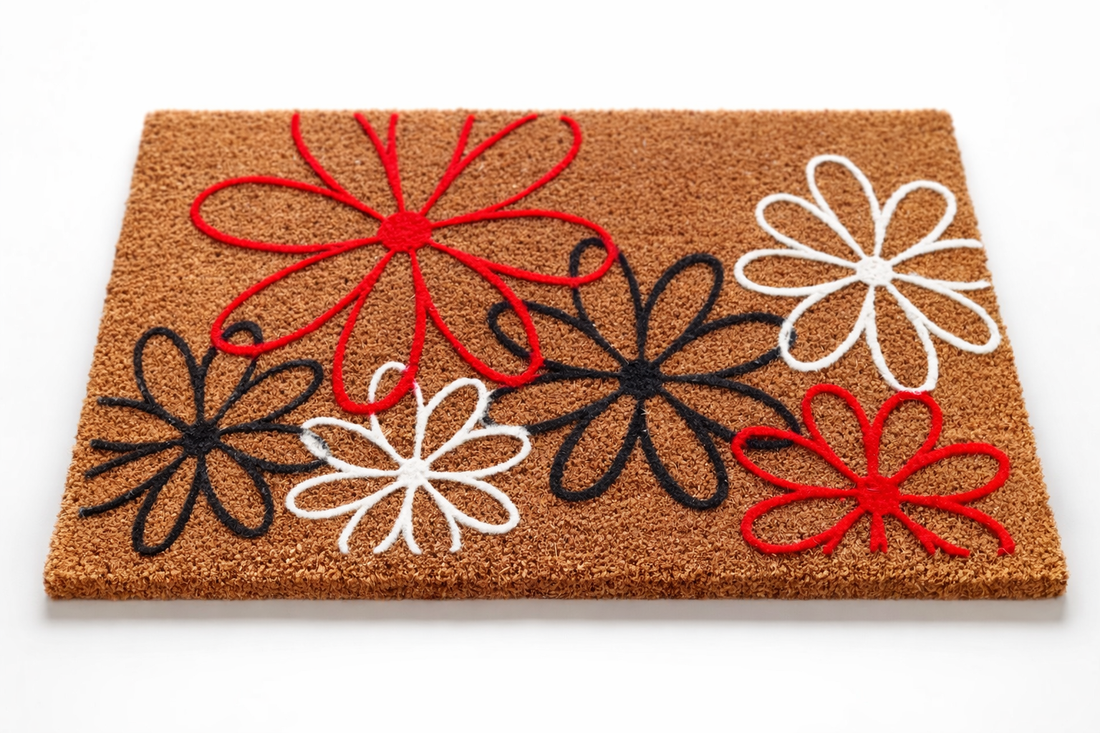 OnlyMat Mod-Flower Flocked Coir Doormat with Anti-Slip Backing