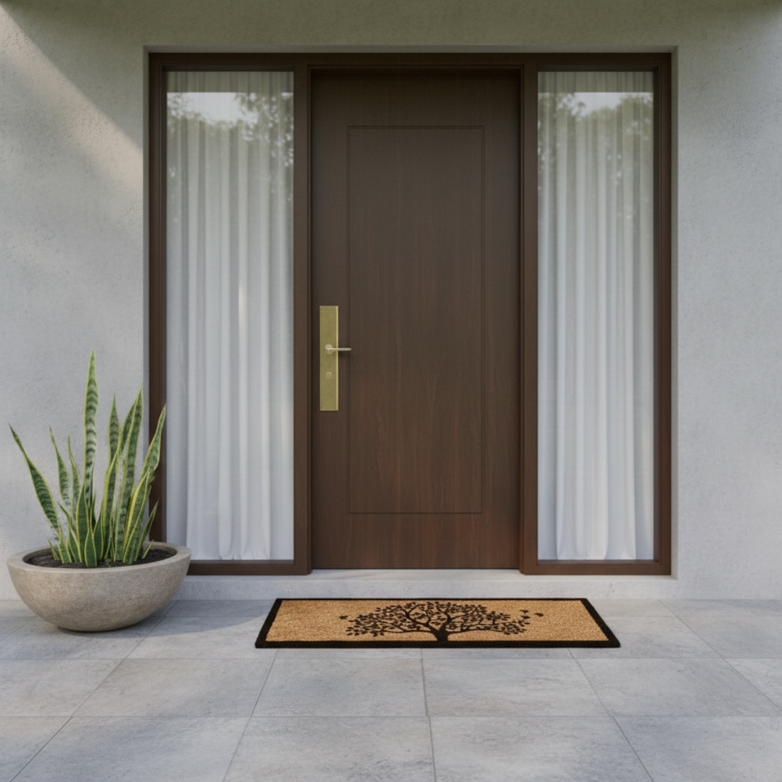 Natural Coir Doormat – Tree of Life with Birds Anti-Slip – 45x75cm