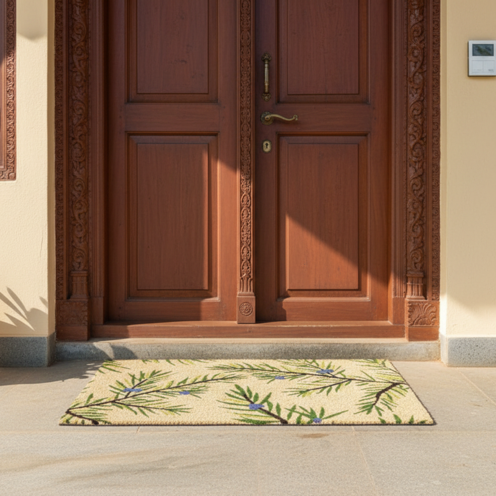ओनलीमैट सुंदर हरे पत्ते डिजाइन प्रवेश द्वार चटाई - 45 सेमी x 75 सेमी