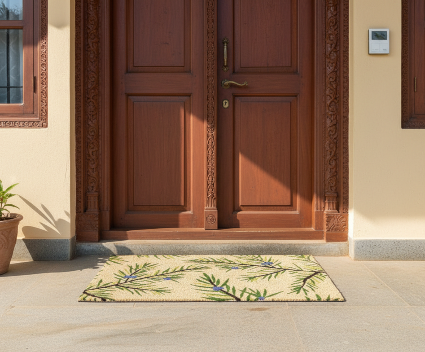 ओनलीमैट सुंदर हरे पत्ते डिजाइन प्रवेश द्वार चटाई - 45 सेमी x 75 सेमी