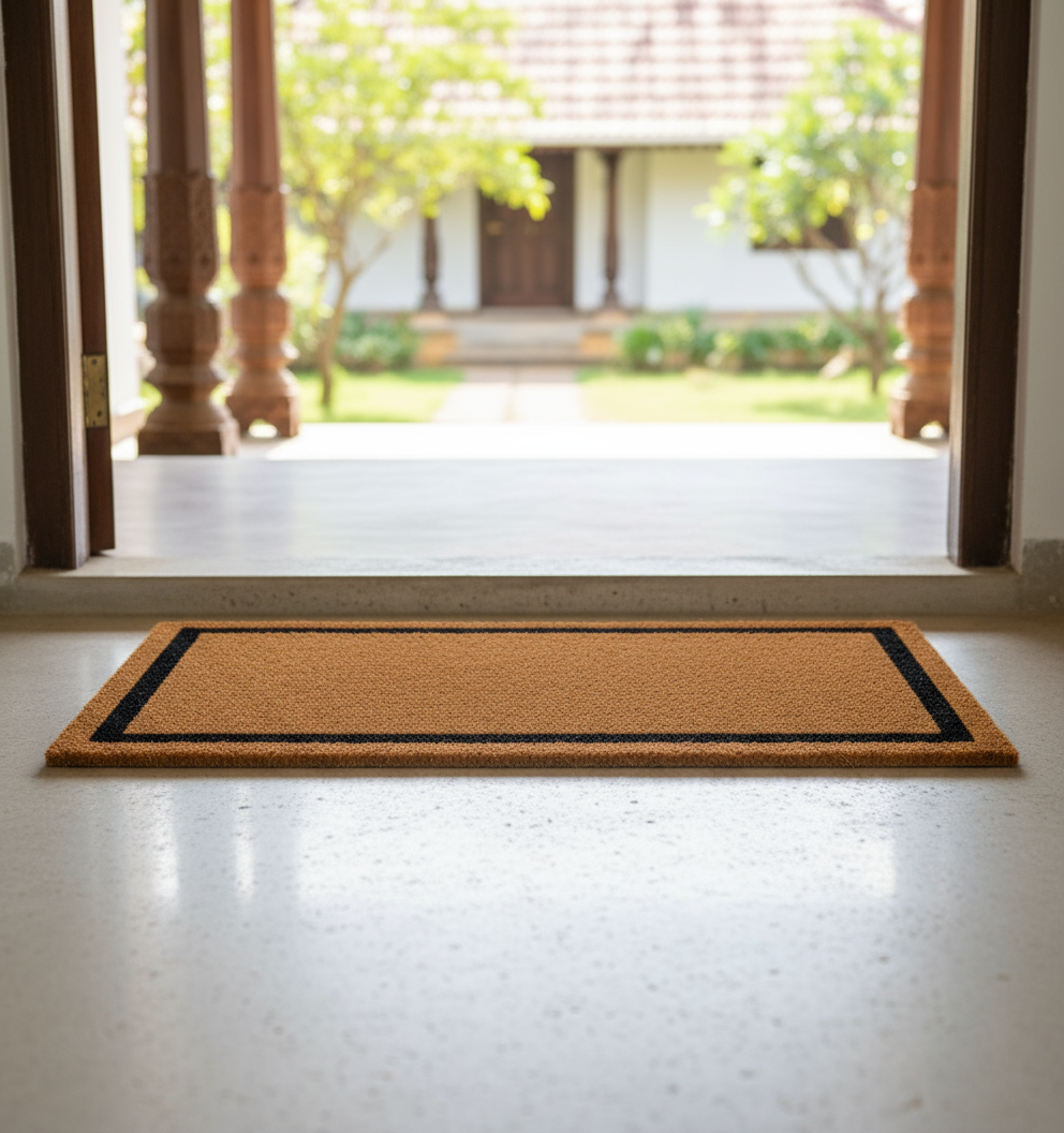 OnlyMat Long Minimalist Bordered Coir Mat with Anti-Slip Backing