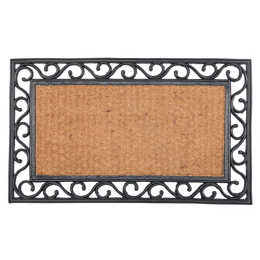 Plain Rectangle Natural Coir Doormat with Black Rubber Border - OnlyMat