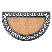 Plain Semicircle Natural Coir Doormat with Black Rubber Border - OnlyMat