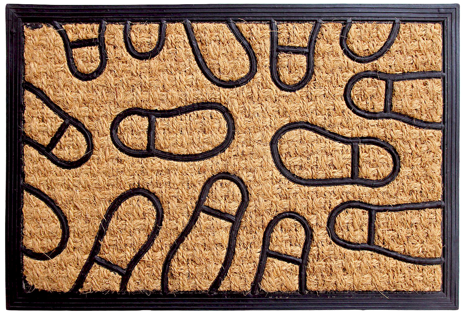 Foot Print Design Rubber + Coir Moulded Matting Mat - 40cm x 60cm - OnlyMat