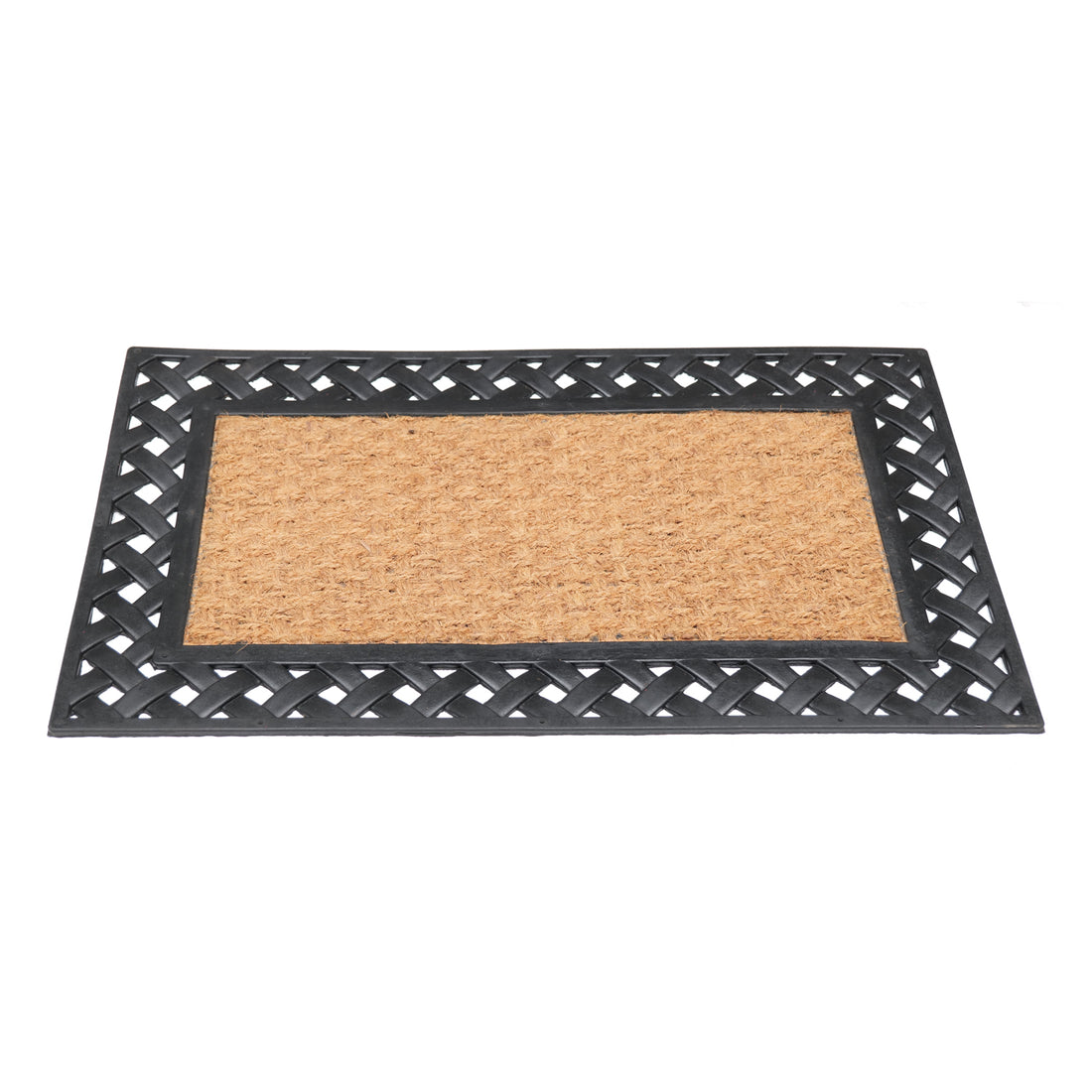 Plain Natural Coir Doormat with Black Rubber Border - OnlyMat