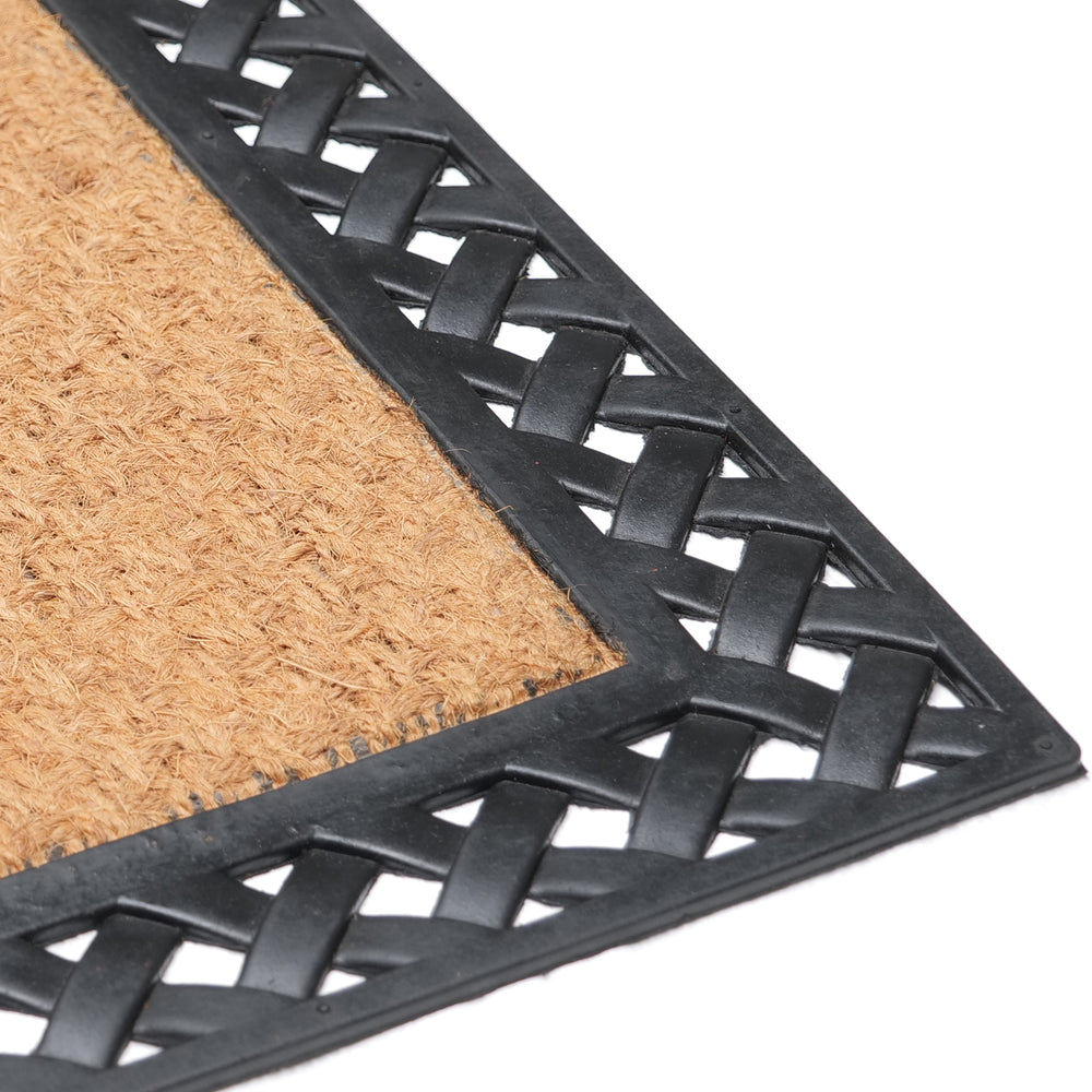 Plain Natural Coir Doormat with Black Rubber Border - OnlyMat