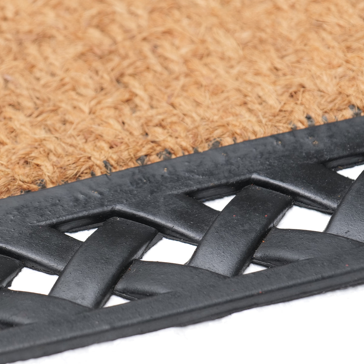 Plain Natural Coir Doormat with Black Rubber Border - OnlyMat