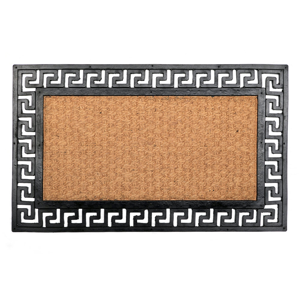Rubber Coir Doormat Greek Key - OnlyMat