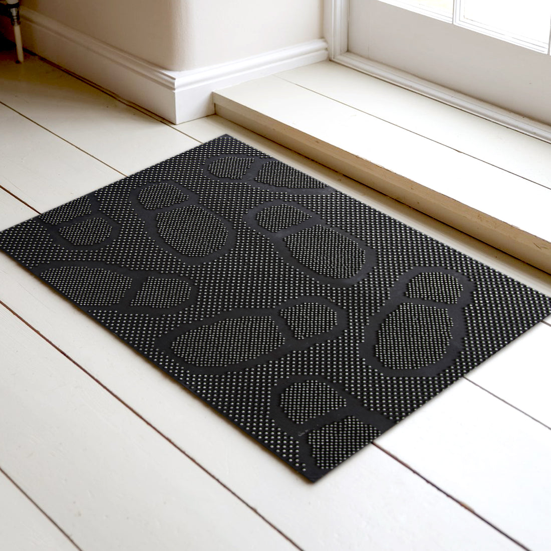 Lightweight Black Rubber Pin Foot Mark Design Floor Mat - OnlyMat