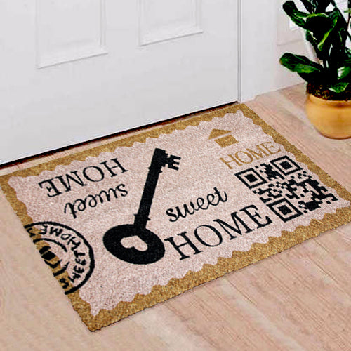 Stylish "Sweet Home" and Key rinted Natural Coir Floor Mat - OnlyMat