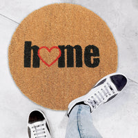 Onlymat Round Shape "Home" Printed Natural Coir Anti Slip Doormat - OnlyMat