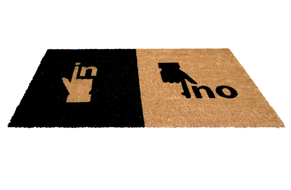 
                      
                        Stylish Black & Brown "IN OUT" printed Natural Coir Entrance Mat - OnlyMat
                      
                    