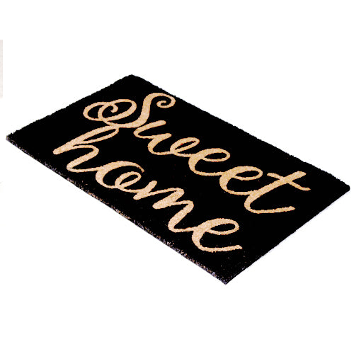 
                      
                        Stylish Black "Sweet Home" Printed Natural Coir Door Mat - OnlyMat
                      
                    
