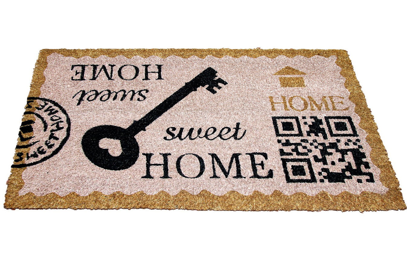 Stylish "Sweet Home" and Key rinted Natural Coir Floor Mat - OnlyMat