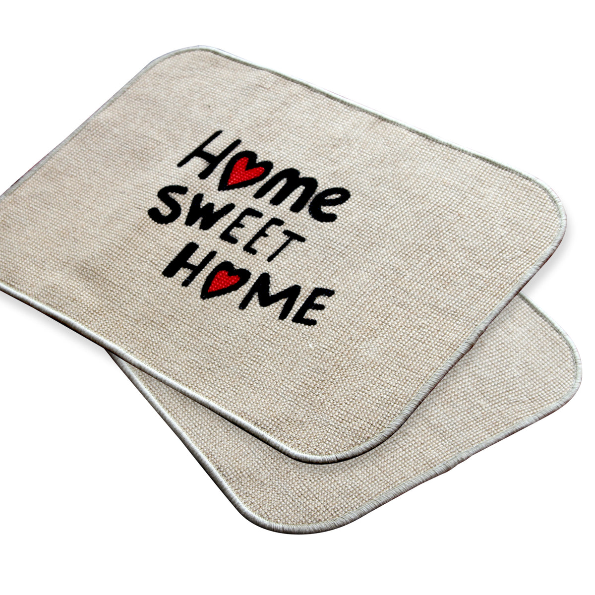 'Home Sweet Home' Printed Micro Boucle Jute Mat - OnlyMat