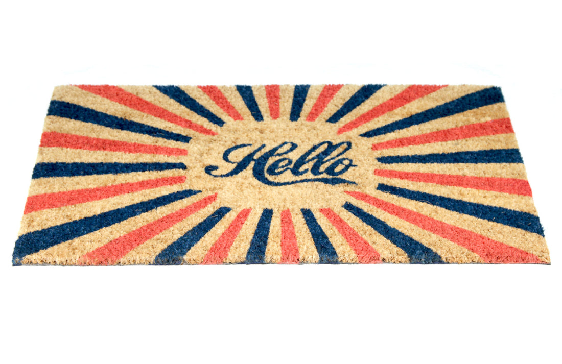 
                      
                        Colourful Retro "Hello" Printed Natural Coir Door Mat - OnlyMat
                      
                    