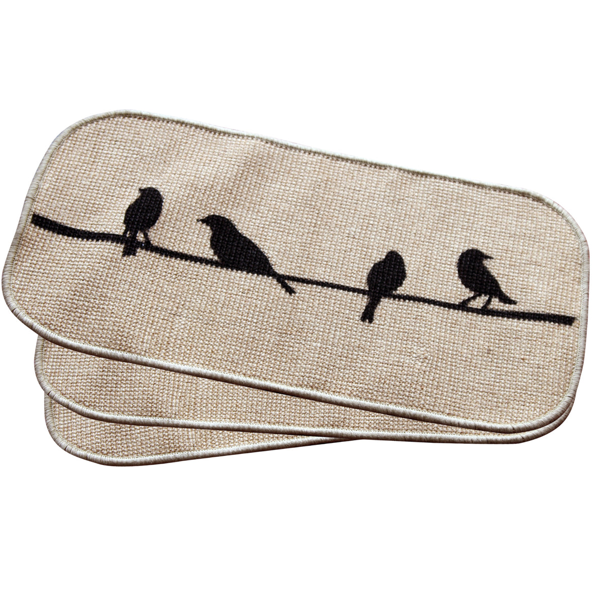 Onlymat Micro Boucle Bird Design Printed Anti Slip Jute Mat - OnlyMat