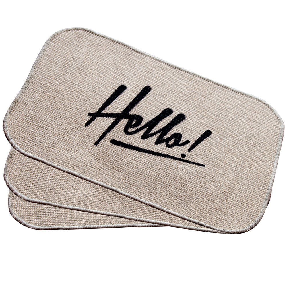 
                      
                        Onlymat Micro Boucle 'Hello' Design Printed Anti Slip Jute  Mat - OnlyMat
                      
                    
