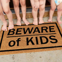 "Beware of Kids" Printed Natural Coir Funny Door Mat - OnlyMat