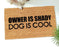 Funny "Owner is Shady, Dog is Cool" Printed Natural Coir Floor Mat - OnlyMat