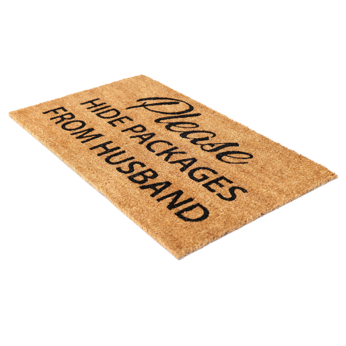 Funny "Please Hide Packages from Husband"  Natural Coir Floor Mat - OnlyMat